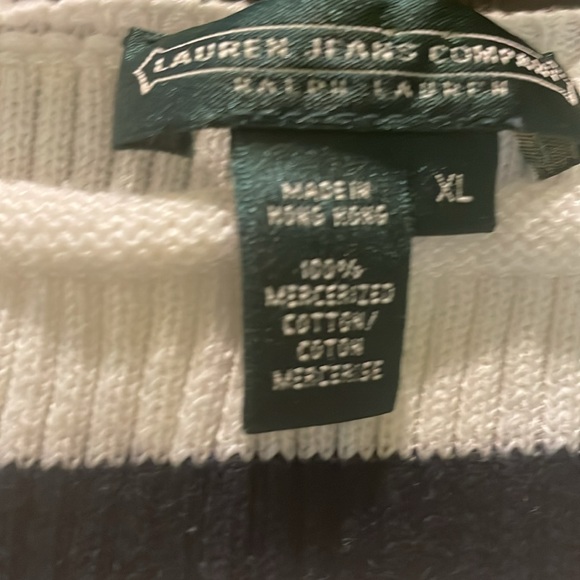 Ralph Lauren Jeans Black Striped Ribbed Long Sleeve Top - Picture 3 of 4